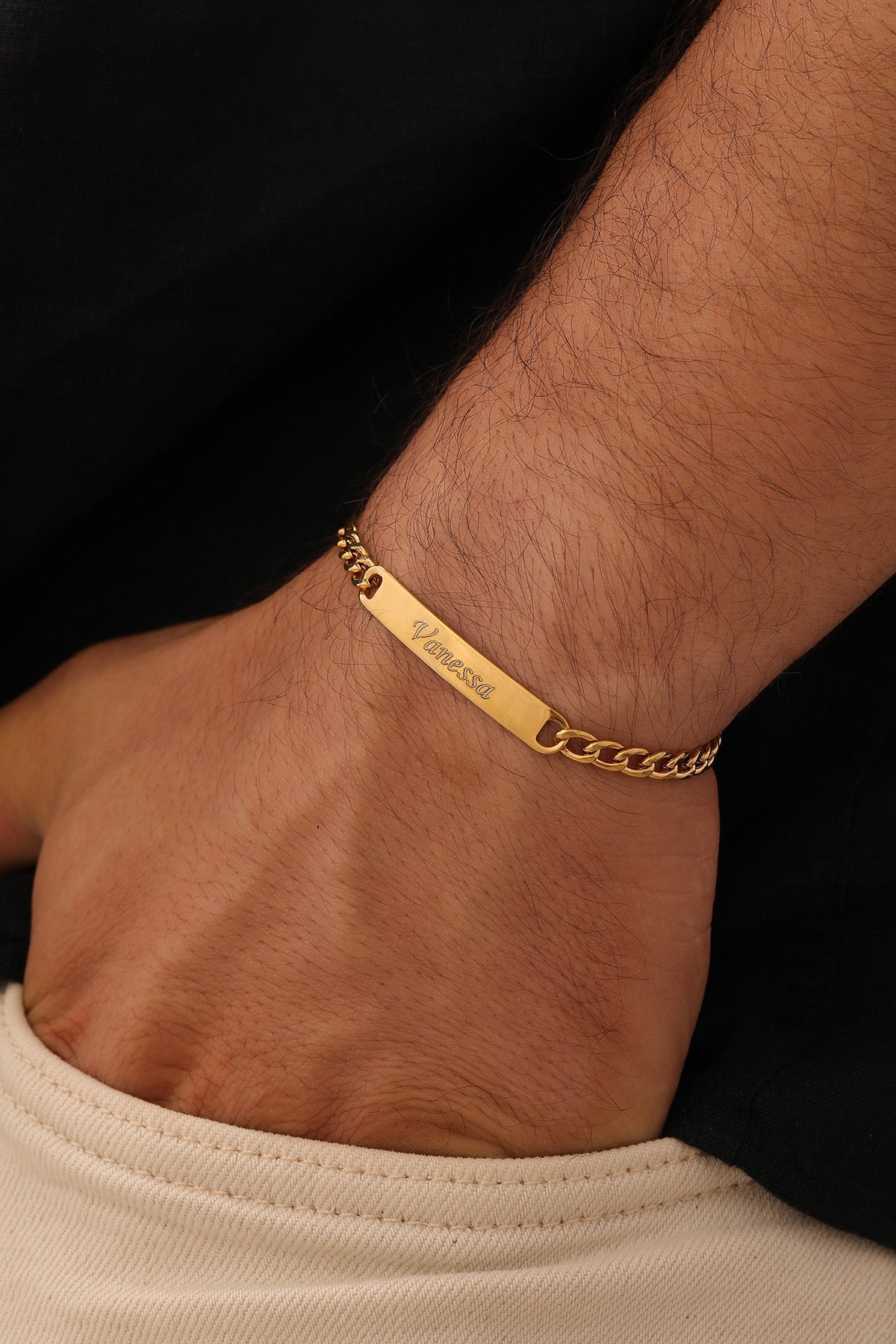 Golden ID-Armband - Breit