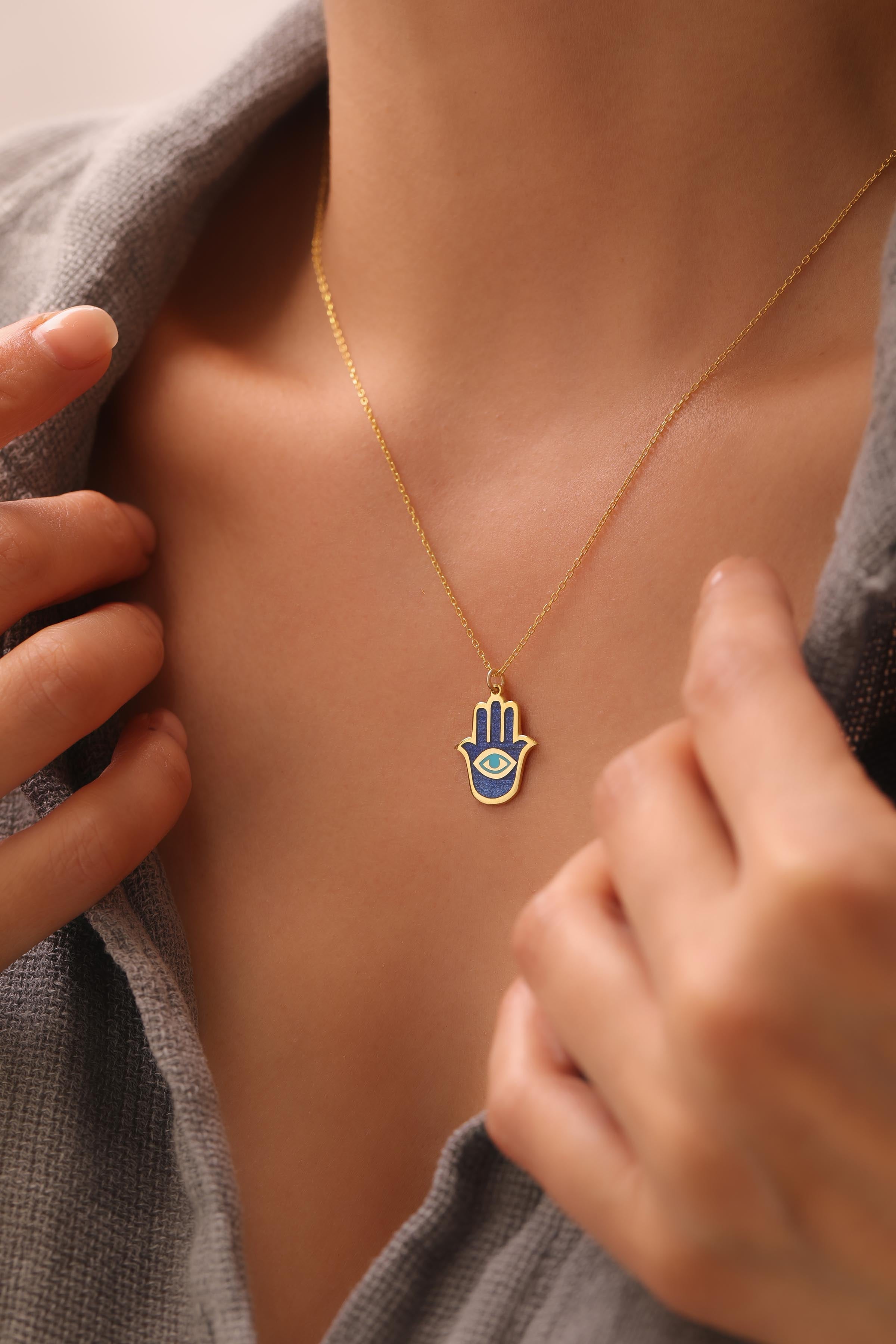 Blue Eye Fatima Halskette