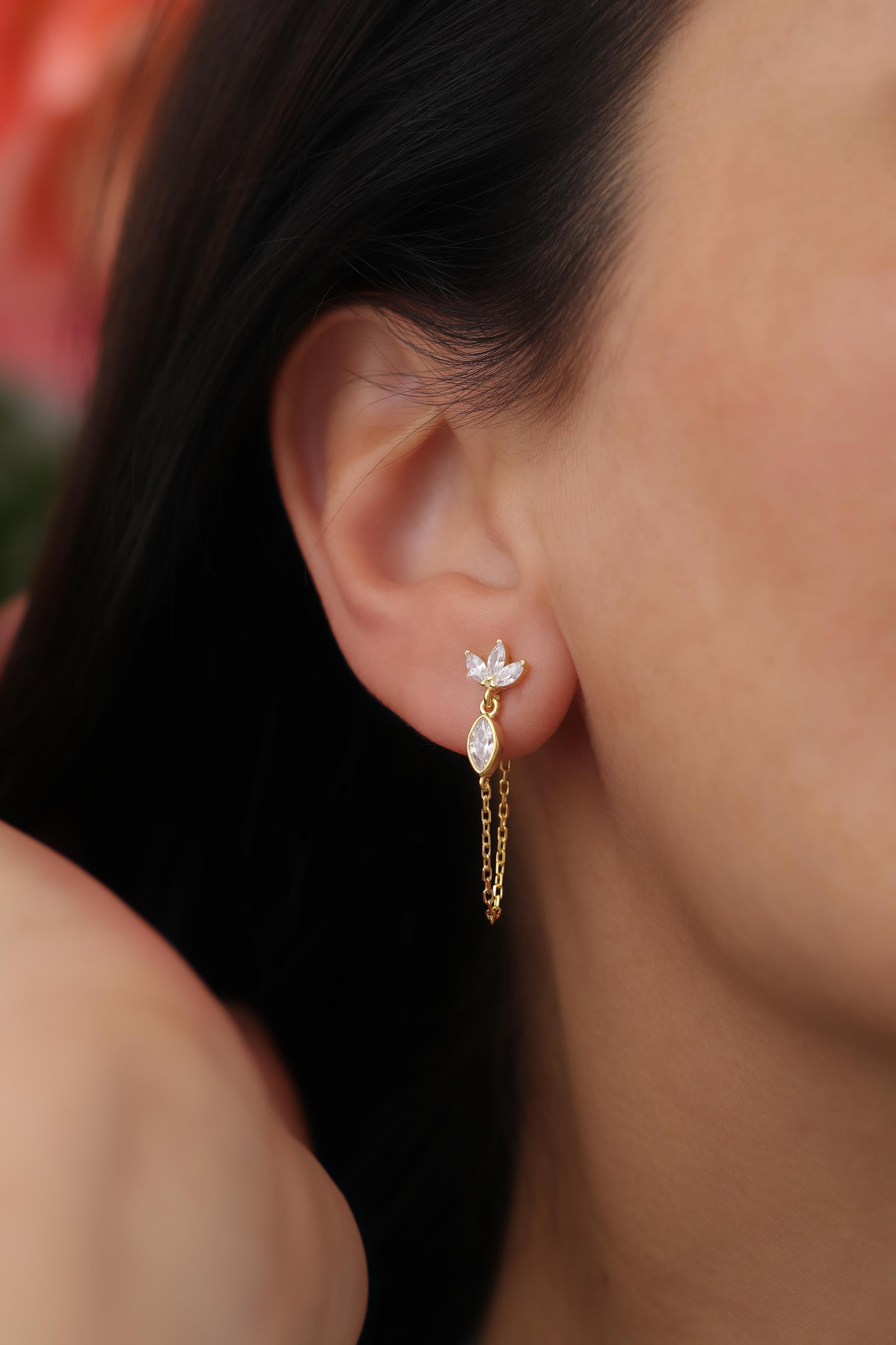 Lotus Chain Ohrringe